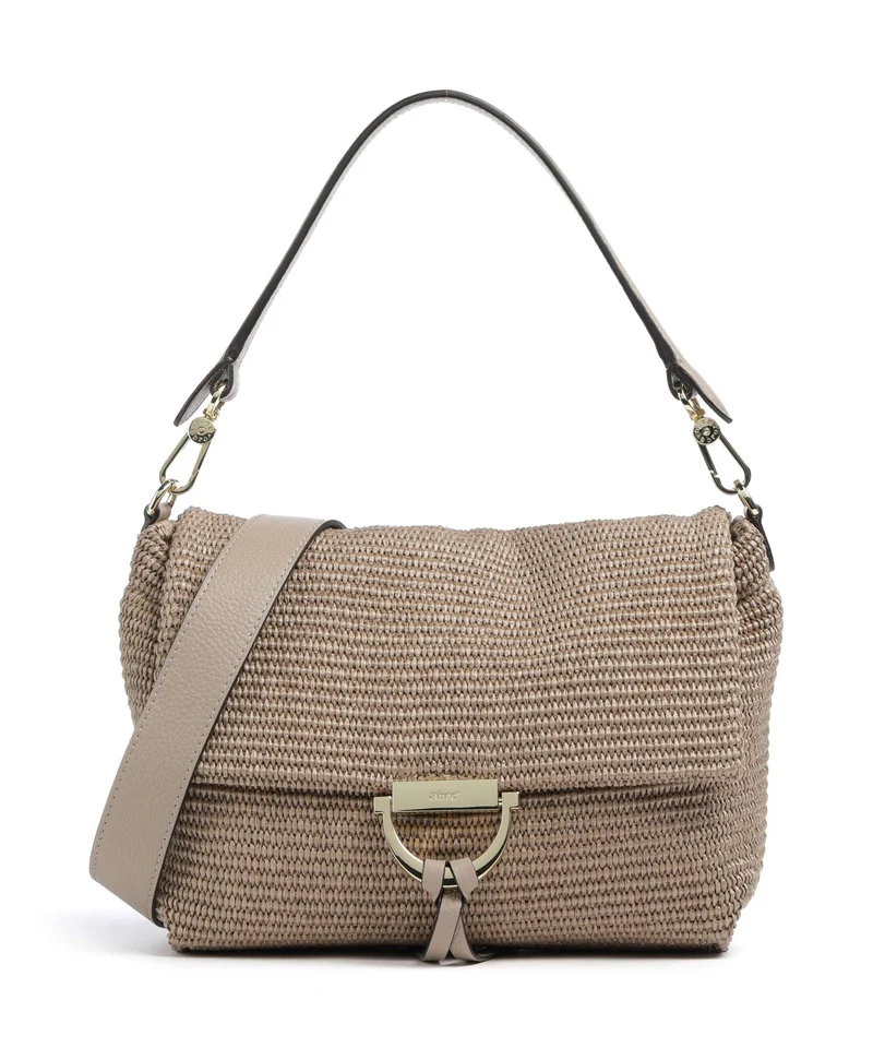 Abro Raffia Classica Temi Medium Borsa a spalla siena