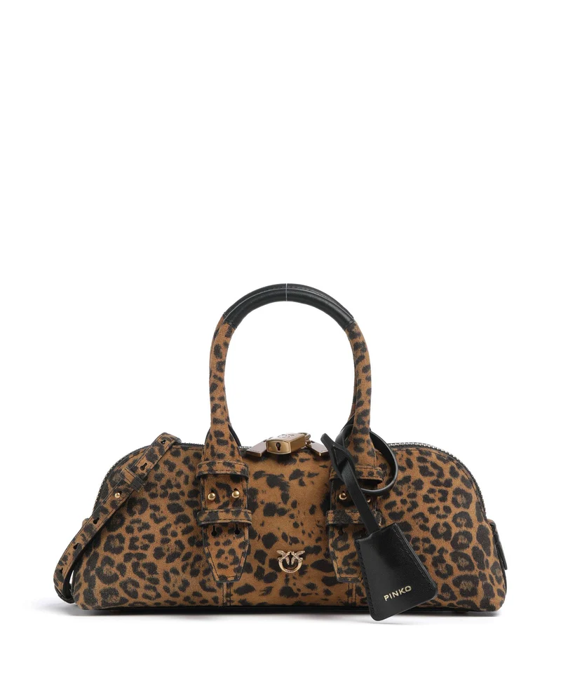 Pinko Bowling Horizontal Borsa a mano maculato/marrone/antique gold