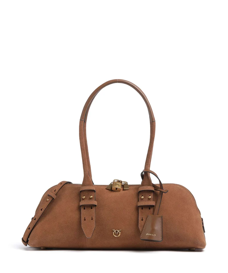 Pinko Bowling Horizontal Big Borsa a spalla marrone/leone/antique gold