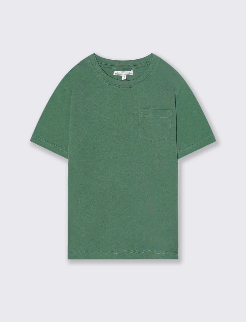 T-SHIRT GIROCOLLO CON TASCHINO - Verde