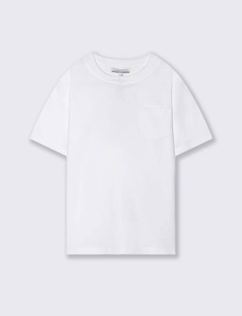 T-SHIRT GIROCOLLO CON TASCHINO - Bianco
