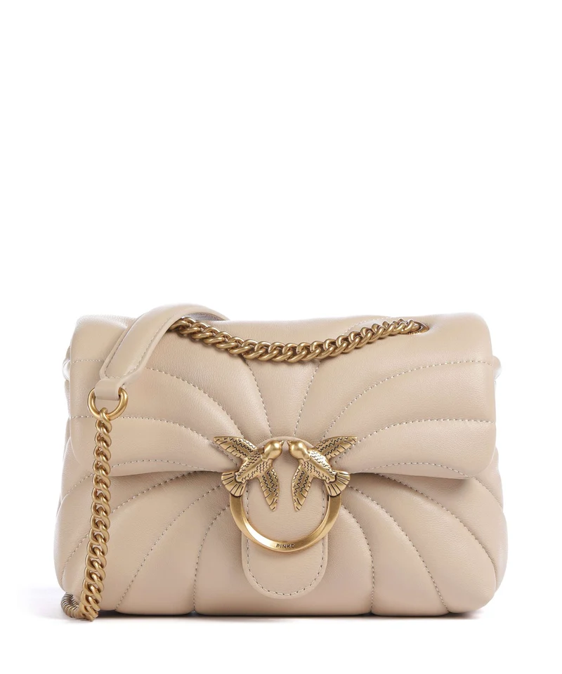 Pinko Love Puff Mini Borsa a spalla beige/grigio fumo/antique gold
