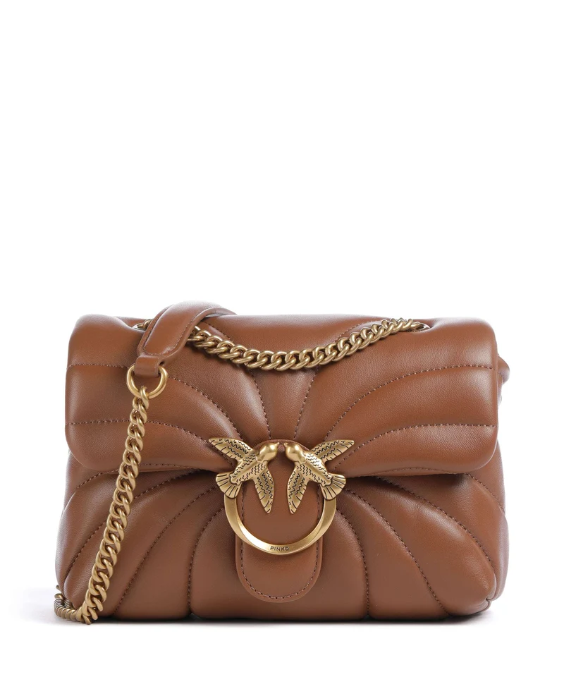 Pinko Love Puff Mini Borsa a spalla marrone/leone/antique gold