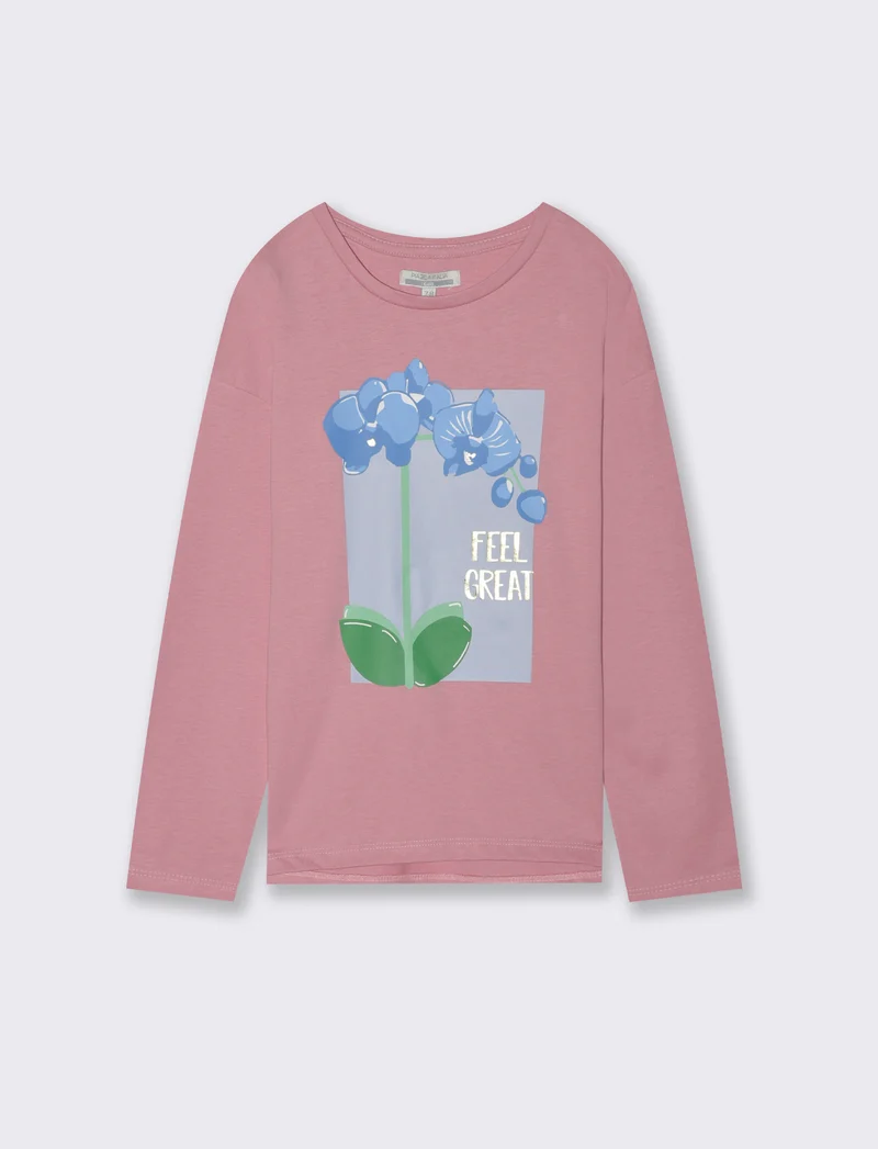 Maglia manica lunga in cotone. - Rosa