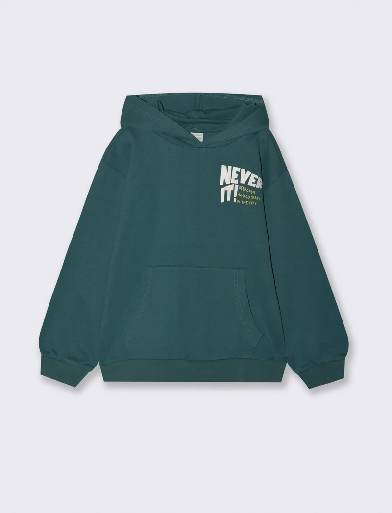 FELPA BASIC CON CAPPUCCIO - Verde