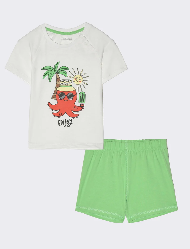 Completo maglietta e pantaloncini da neonato - Bianco