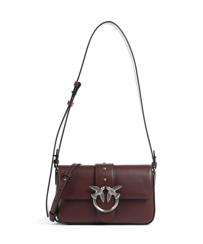Pinko Love One Mini Slouchy Borsa a spalla burgundy wine/old silver