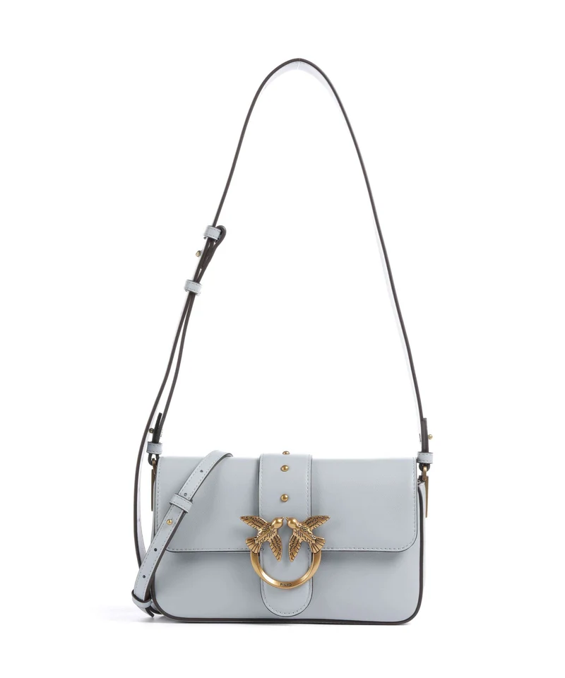 Pinko Love One Mini Slouchy Borsa a spalla azzurro celeste/antique gold