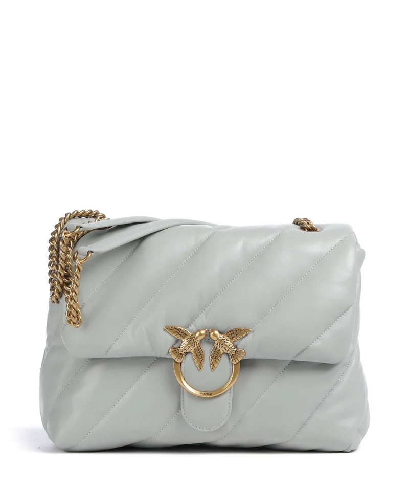Pinko Love Puff Big Borsa a spalla grigio perla/antique gold