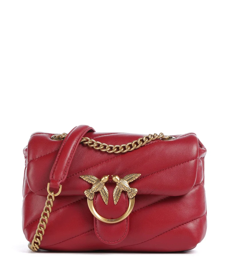 Pinko Love Puff Baby Borsa a spalla rosso scuro/antique gold