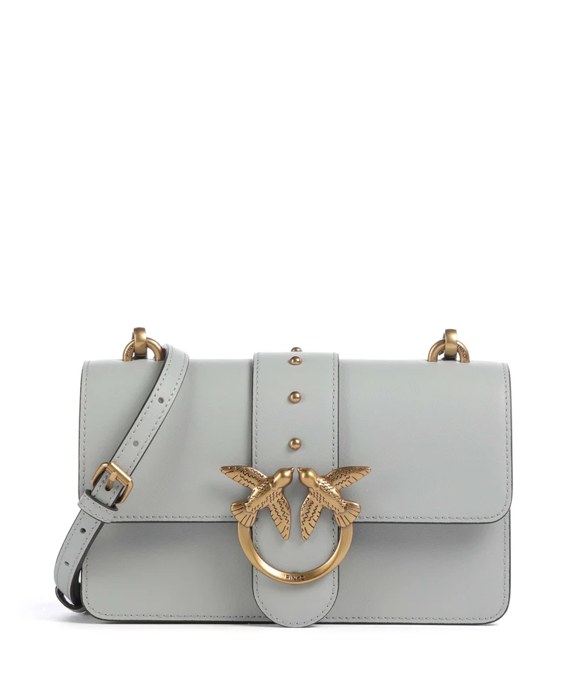 Pinko Love One Mini Borsa a tracolla grigio perla/antique gold