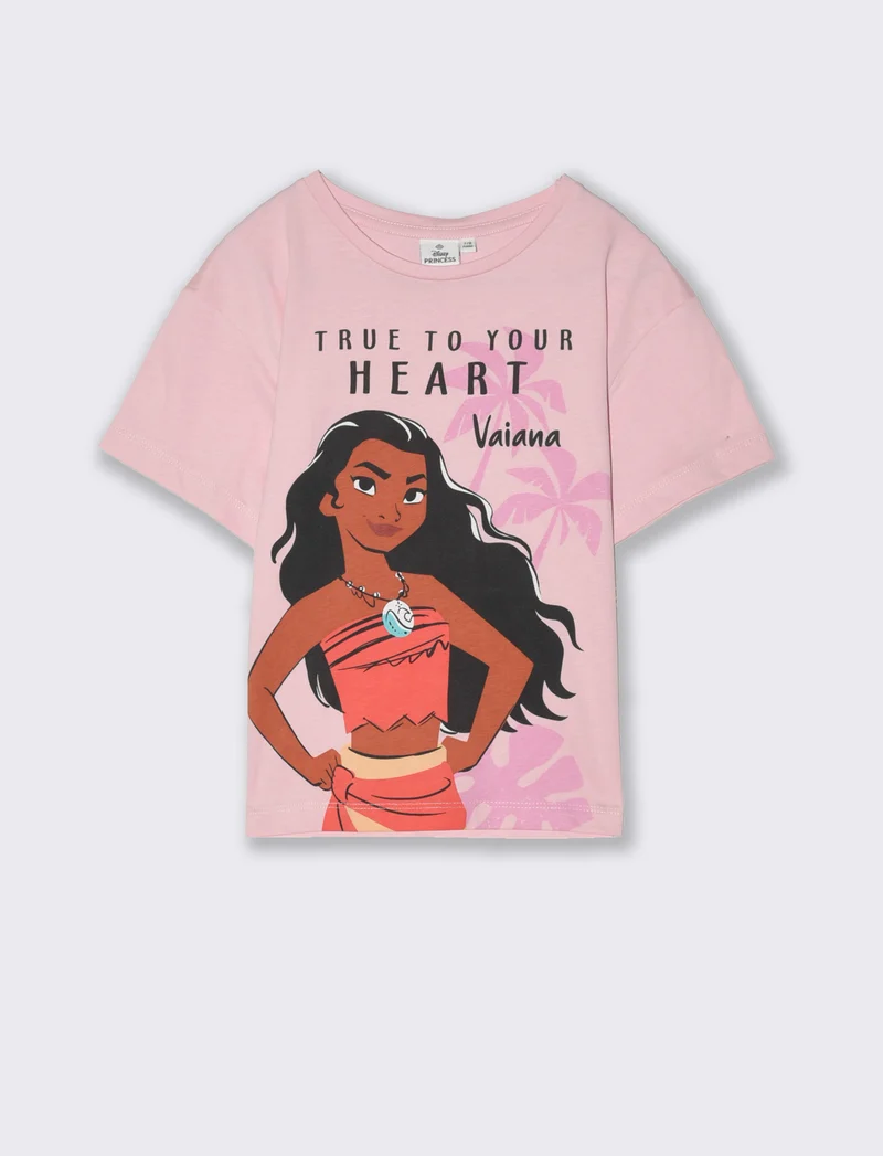 T-shirt colorata con stampa Oceania da bambina - Rosa