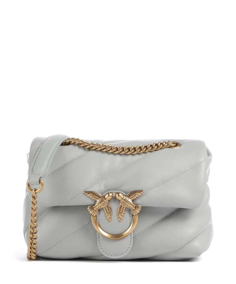 Pinko Love Puff Mini Borsa a spalla grigio perla/antique gold