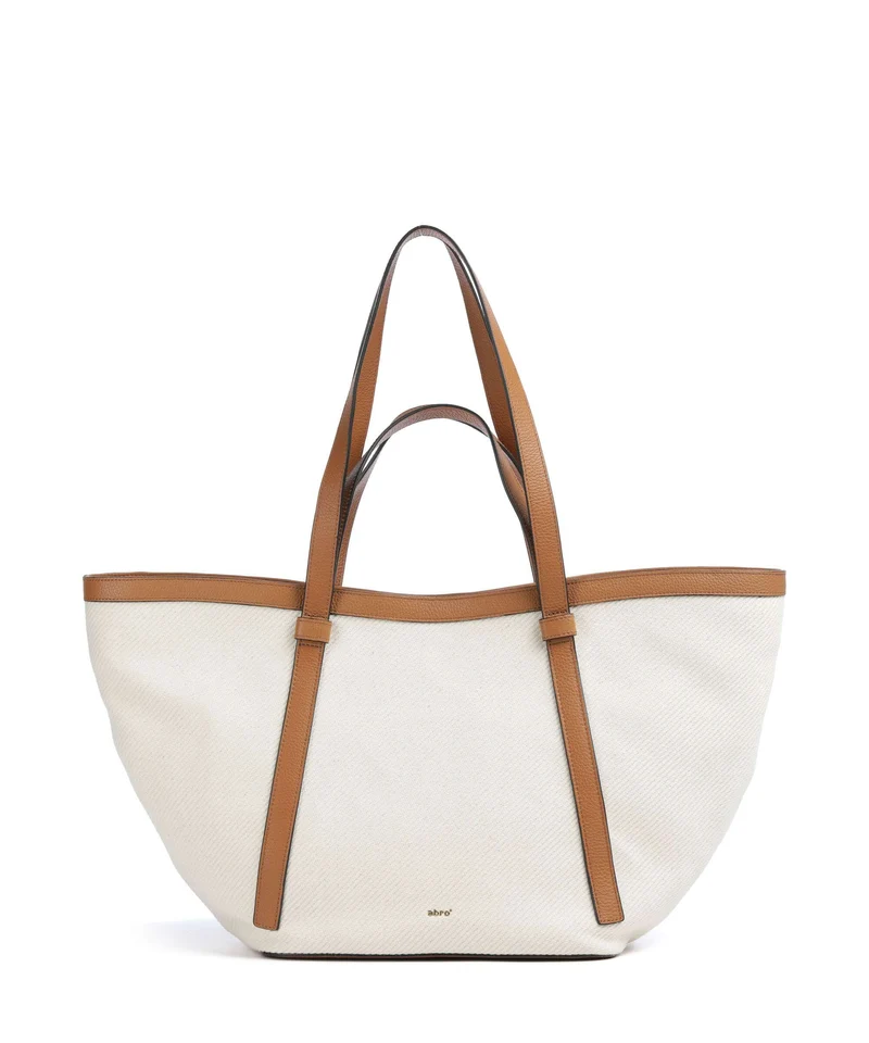 Abro Super Drill Cosmo Large Borsa shopper ivory/cuoio