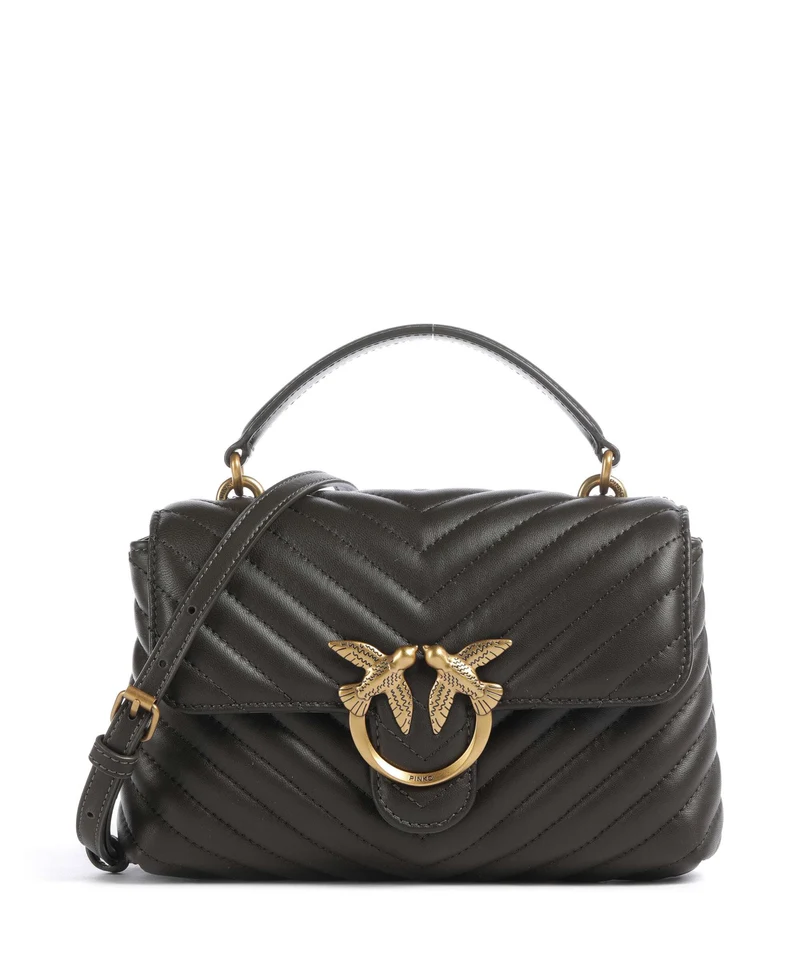Pinko Love Lady Puff Mini Borsa a mano verde fango/antique gold