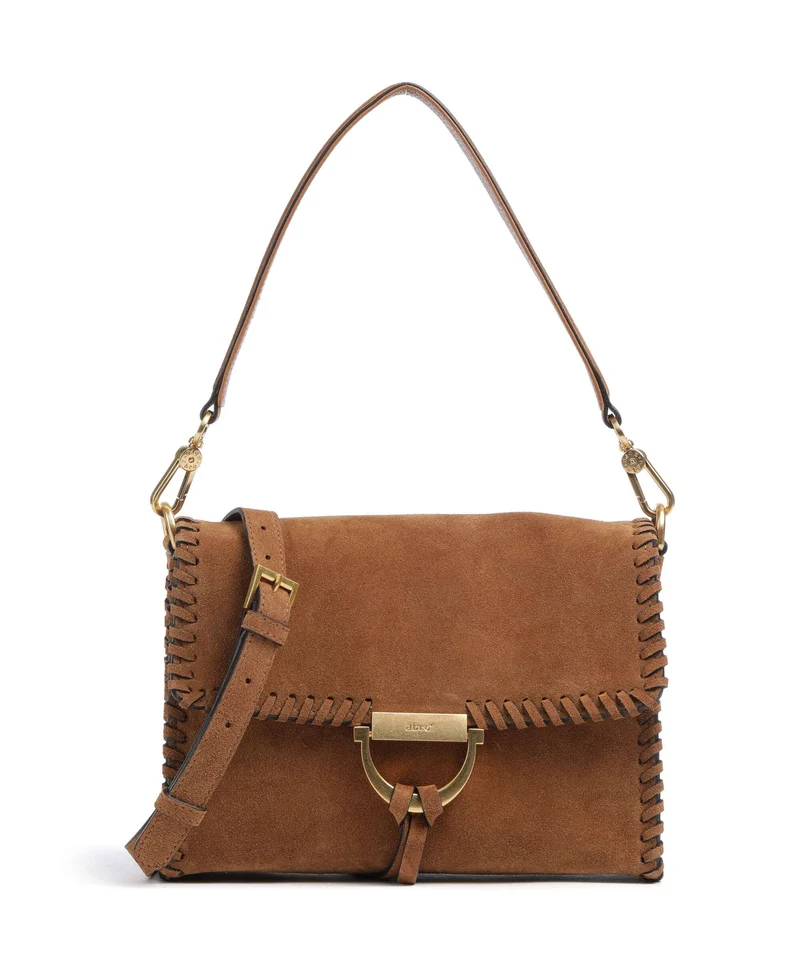 Abro Suede Temi Stitch Borsa a spalla cuoio
