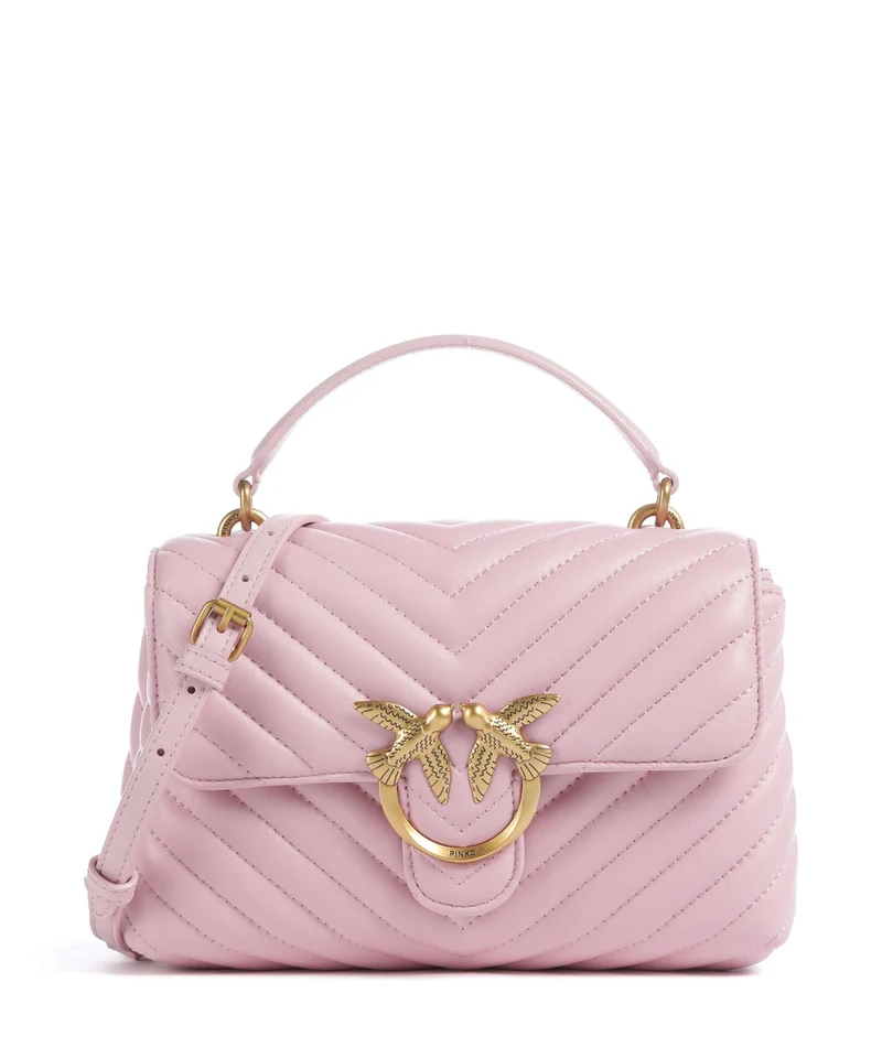 Pinko Love Lady Puff Mini Borsa a mano rosa chiaro/antique gold