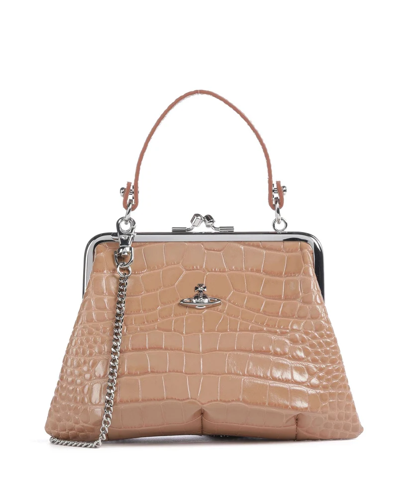 Vivienne Westwood Granny Frame Embossed Croc Borsa a mano dusty pink