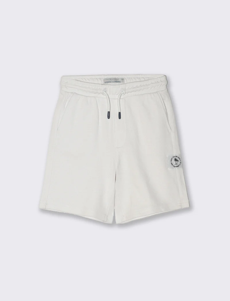 Bermuda in piquè con elastico in vita da bambino - Bianco sporco