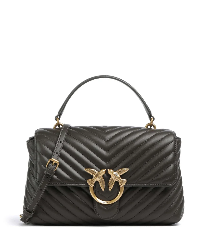 Pinko Love Lady Puff Classic Borsa a mano verde fango/antique gold