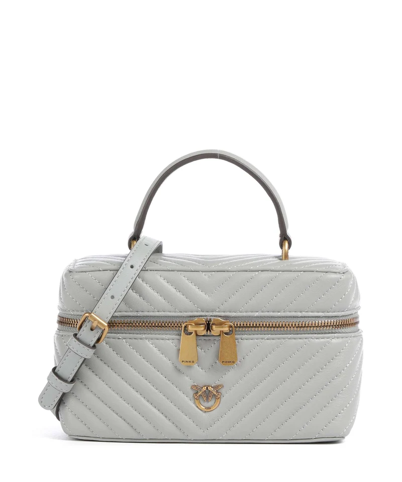 Pinko Vanity Mini Borsa a mano grigio perla/antique gold