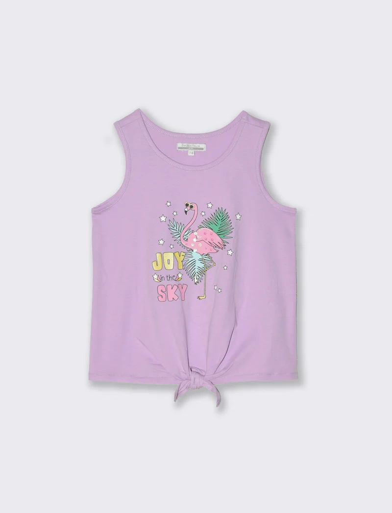 Canotta con bretelline incrociate da bambina - Lilla