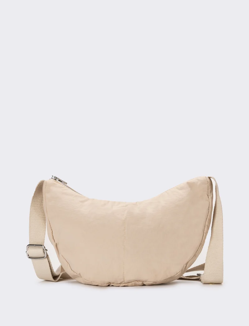 Borsa donna mezzaluna tracolla regolabile - Beige