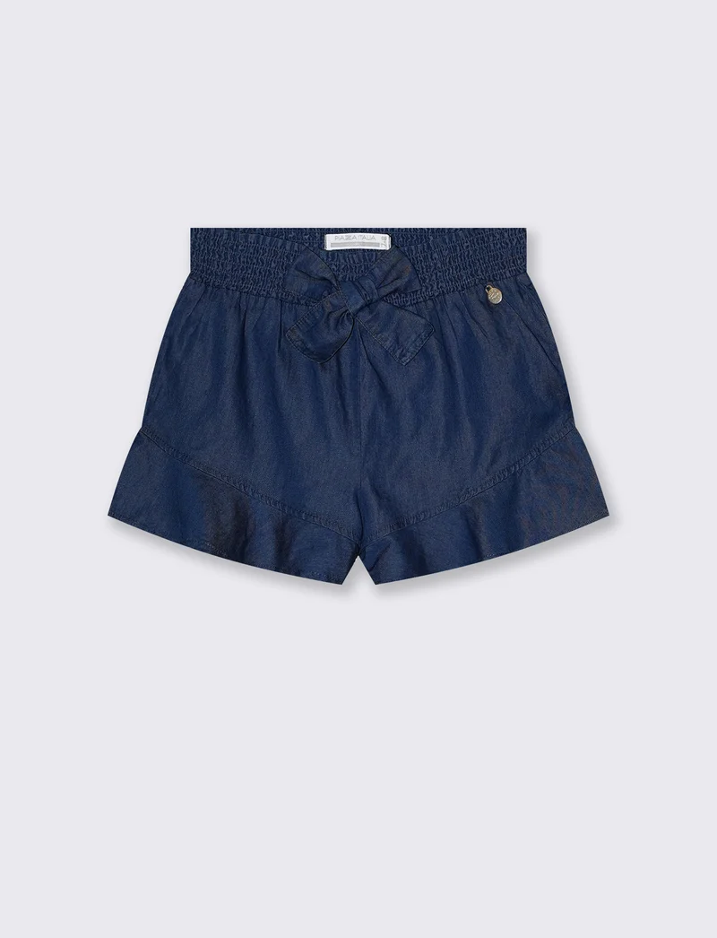 Gonna pantalone in chambray da bambina - DENIM SCURO