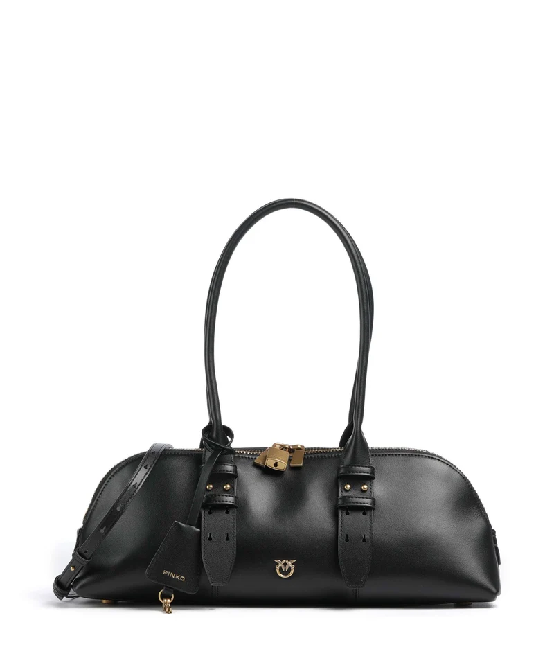 Pinko Bowling Horizontal Big Borsa a mano nero/antique gold