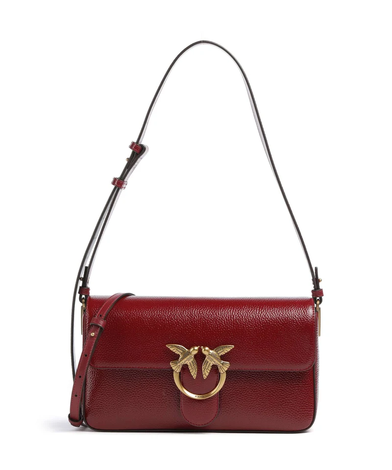 Pinko Love One Classic Slouchy Borsa a spalla rosso scuro/antique gold