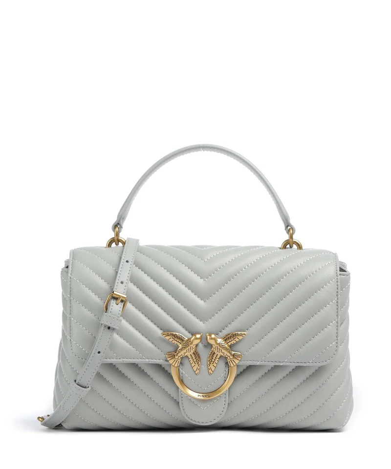 Pinko Love Lady Puff Classic Borsa a mano grigio perla/antique gold