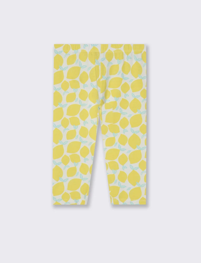 Leggings in cotone vestibilità 3/4 da bambina - Giallo