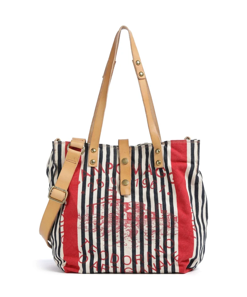 Campomaggi Borsa shopper blue/red/beige