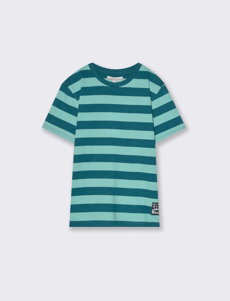 T-shirt rigata da bambino - Verde acqua