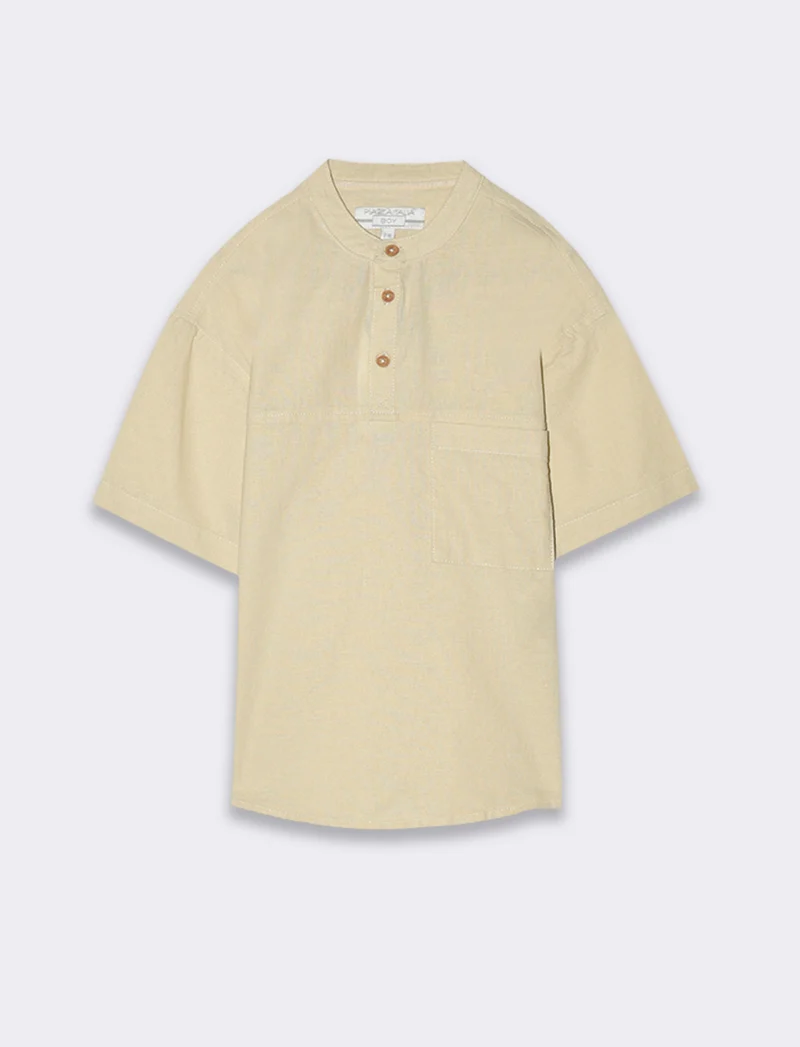 Camicia collo coreana da bambino - Beige