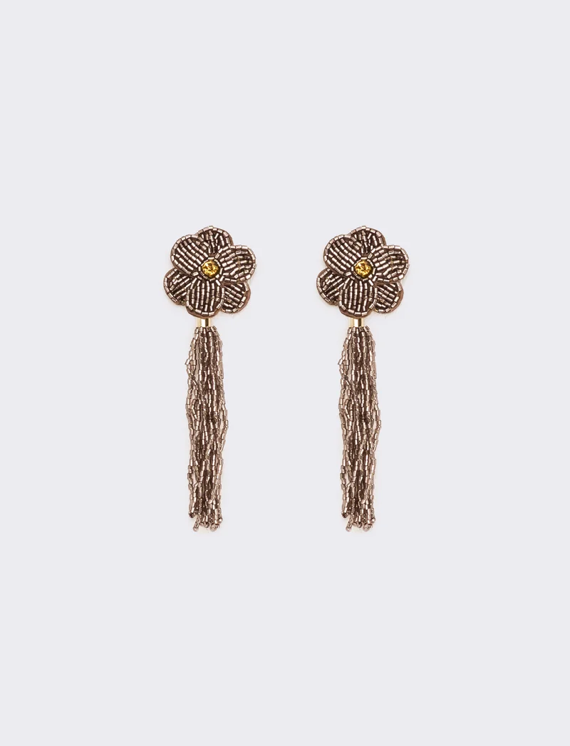 Orecchini donna fiore in conteria - Rame