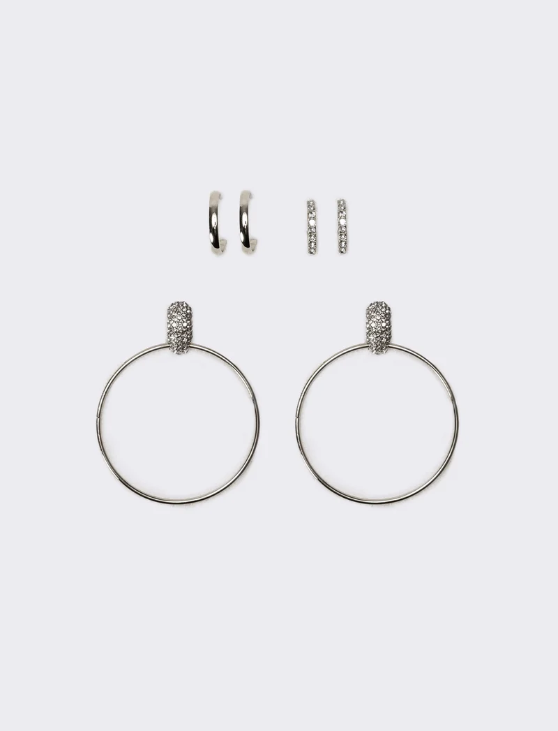 Orecchini donna card 3 paia cerchi - Argento