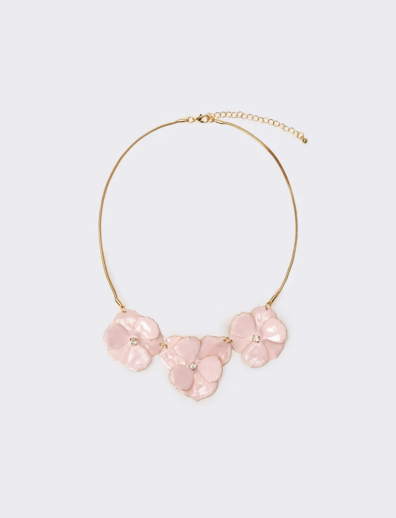 Collana donna con fiori smaltati - Rosa