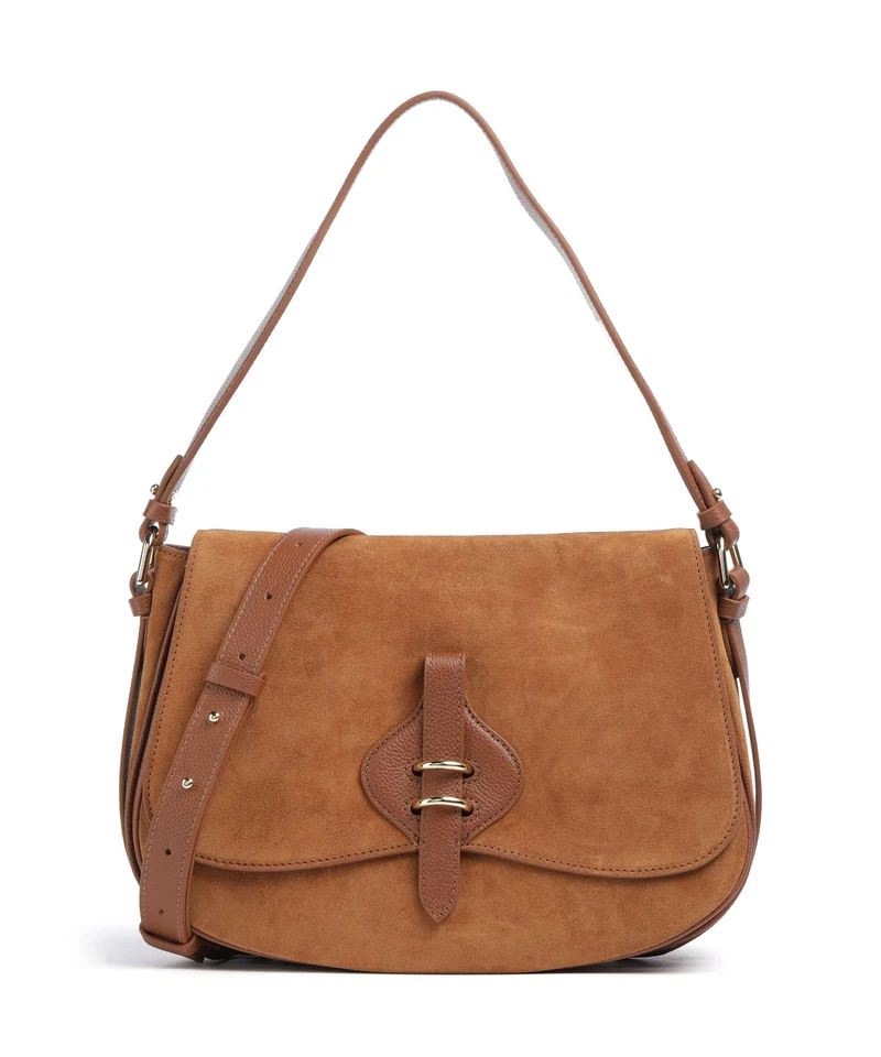 Coccinelle Mavery Suede Borsa a spalla cognac