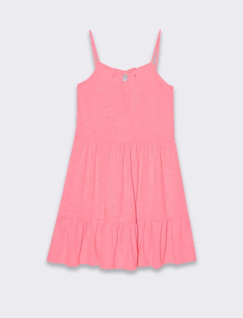 Vestito fluo con balze da bambina - Fuxia