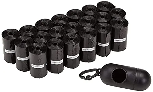 Amazon Basics - Sacchetti per bisogni dei cani, con dispenser e clip per guinzaglio,300 unità