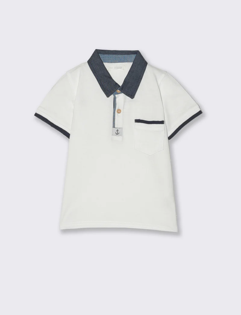 Polo con inserti a contrasto da neonato - Bianco