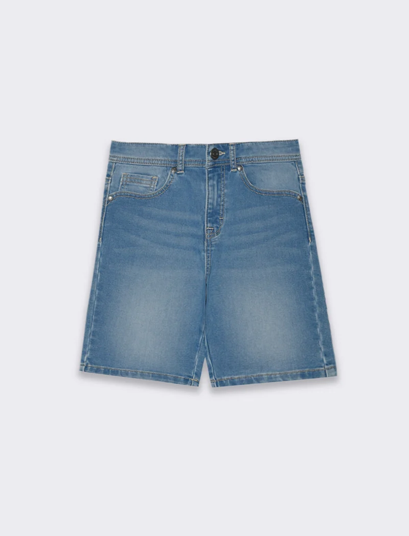 Bermuda in denim con lavaggio sfumato da bambino - Denim