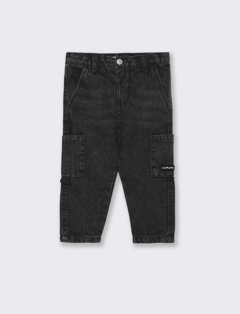 Jeans nero con tasche da neonato - Nero