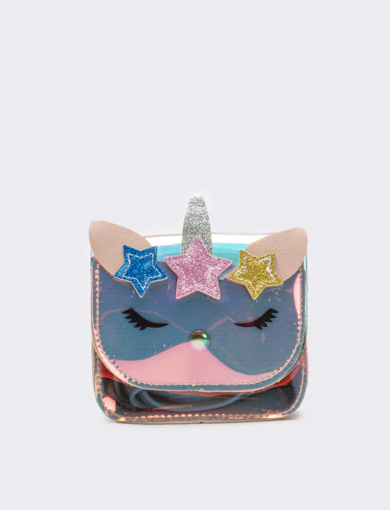Tracolla bambina con patta e unicorno rainbow - Rosa