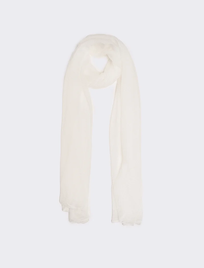 Foulard donna stola plisse effetto metalizzato 70 x 180 cm - Bianco