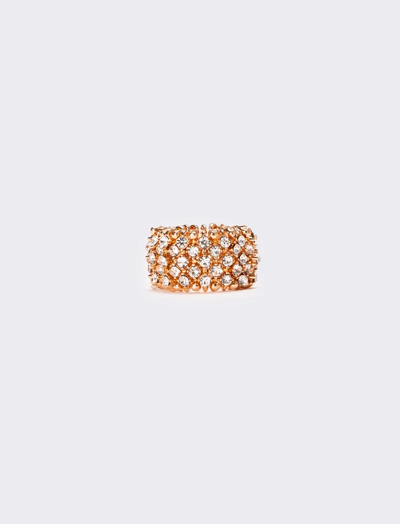 Anello con elastico e strass - Rosa