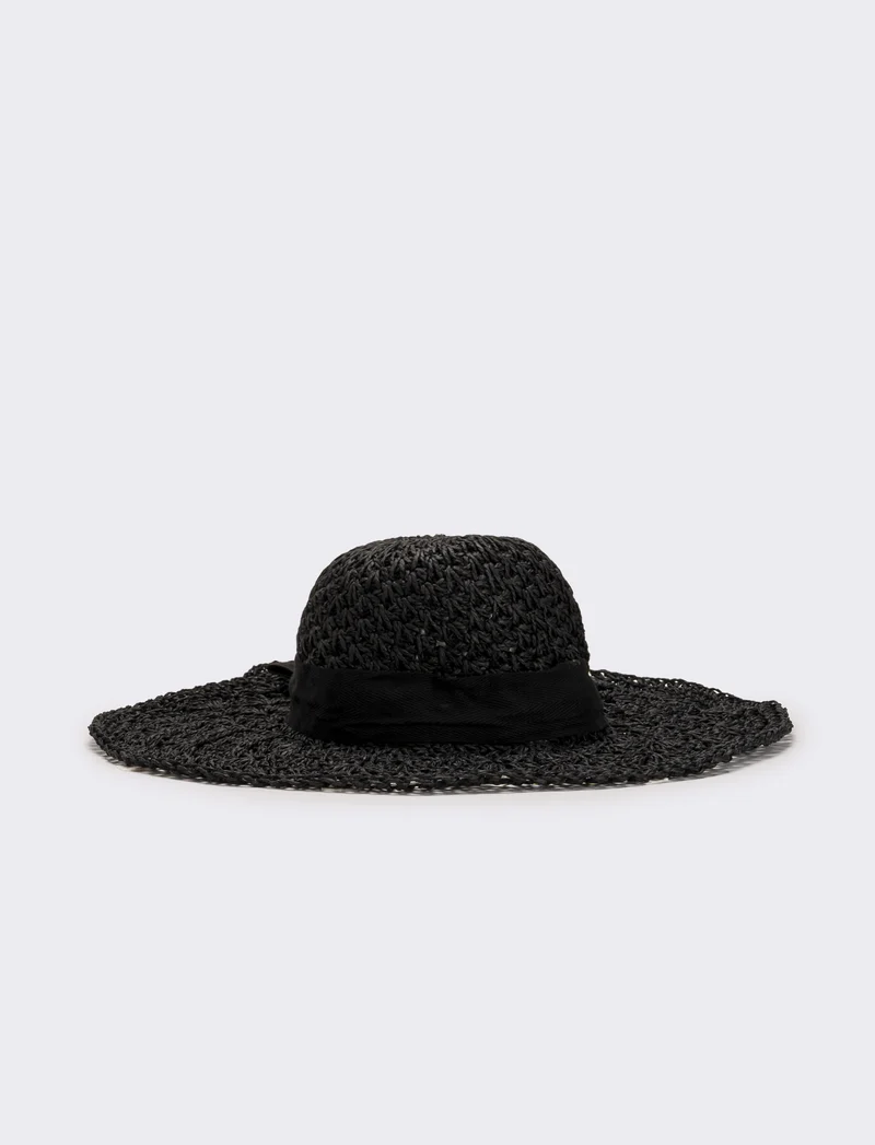 Cappello donna falda larga ventaglio - Nero