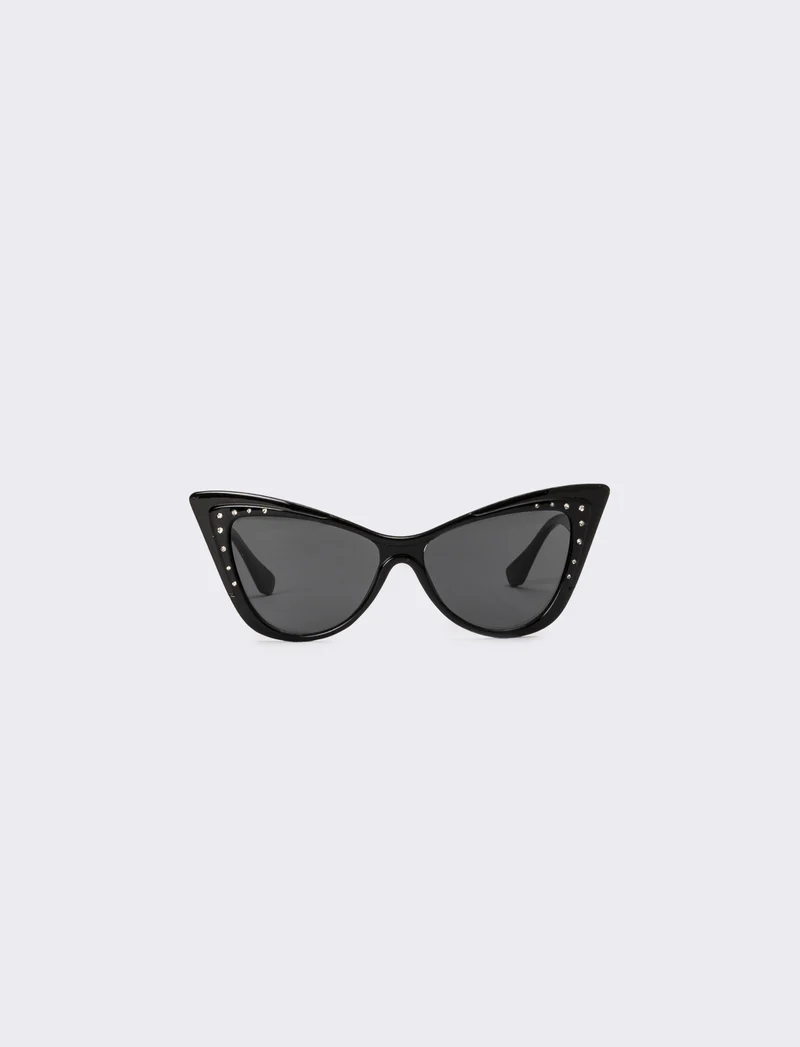 Occhiali bambina gatta con strass - Nero
