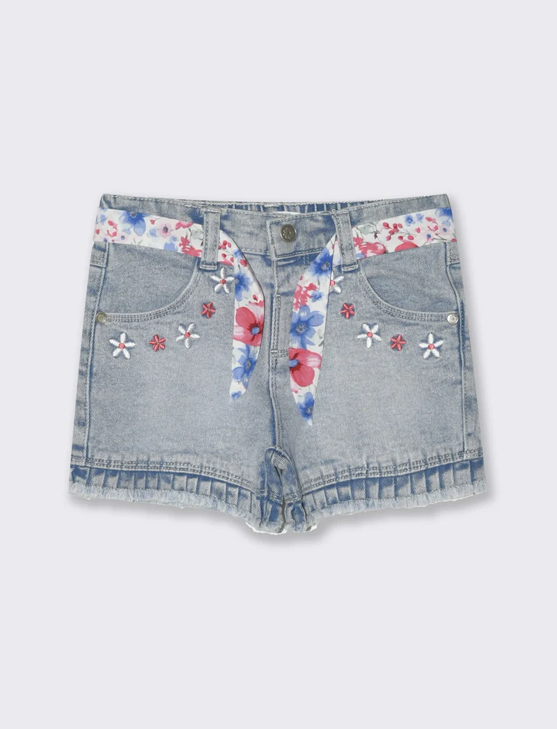 Shorts in denim con cintura da neonata - Denim